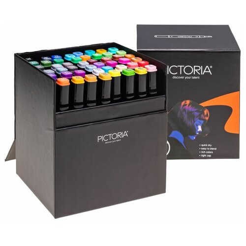 фото Набор двусторонних спиртовых маркеров pictoria, для скетчинга и творчества, 48 цветов