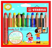 STABILO Цветные карандаши Woody 3 in 1 10 цветов (880/10)