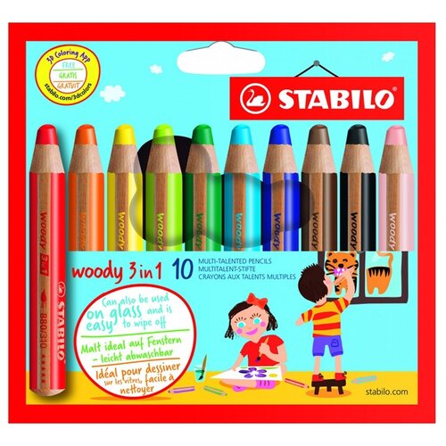 фото STABILO Цветные карандаши Woody 3 in 1 10 цветов (880/10)