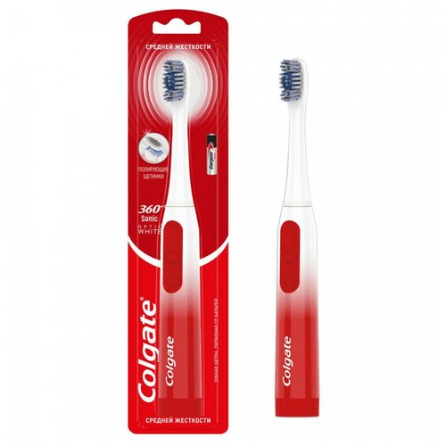 Colgate Щетка зубная 360 Sonic Optic White питаемая от батарей, средняя жесткость