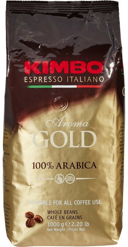 Кофе Kimbo Aroma Gold 100% арабика в зернах, 1кг