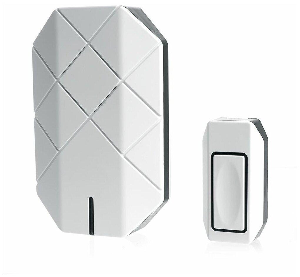 фото FERON Звонок дверной беспроводной E-377 звонок IP44 30 мелодий, 3х1,5V/АА, база, белый 41433