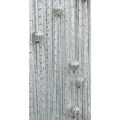 Шторы нитяные Кисея с люрексом с бусинами белый