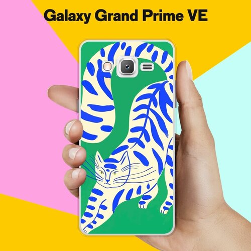 Силиконовый чехол на Samsung Galaxy Grand Prime VE Кот на зеленом / для Самсунг Галакси Гранд Прайм ВЕ Дуос