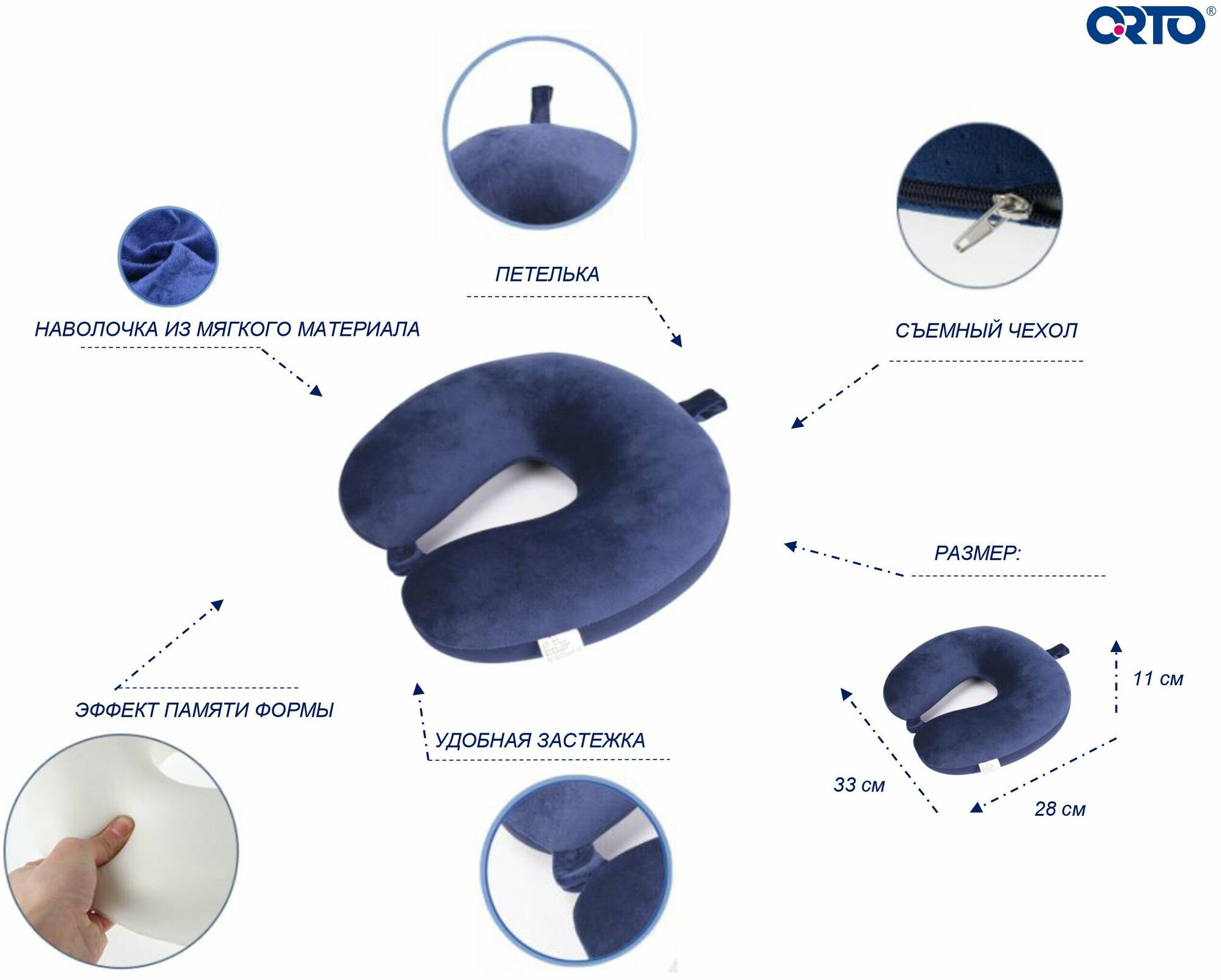 Подушка для путешествий 33*28*11 см — фото 1