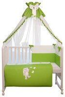 Polini комплект в кроватку Зайки (7 предметов) зеленый