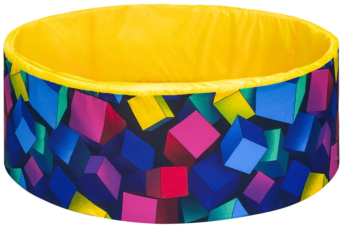 Детский сухой бассейн без шариков Farfello / диаметр 100 см / высота 33 см / принт кубики - фотография № 1