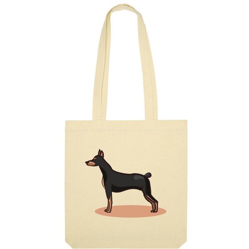 Сумка шоппер Us Basic, бежевый мужская футболка собака доберман l темно синий