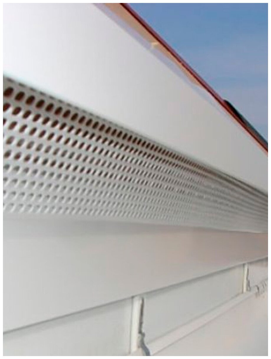 Лента Карнизная вентиляционная ПВХ (0,1х5м) сетка перфорированная (RAL 9003) белый - фотография № 4