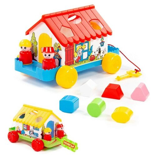 каталка игрушка полесье игровой дом 6202 разноцветный Логическая игрушка Домик игровой в сетке 6202 /П-Е/9/