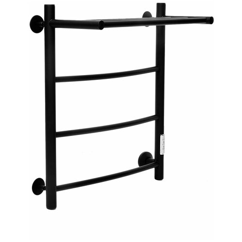 Полотенцесушитель В4 Р60*50 (С полкой, СНШ, Черный RAL 9005 (мат), З вставки, Универсальное подключение, С таймером; Правое подкл.)