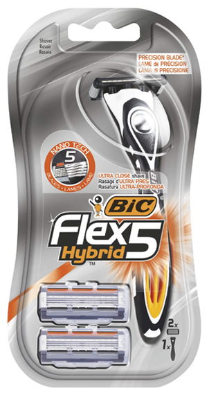 Бритвенный станок Bic Flex 5 Hybrid, с 2 сменными кассетами