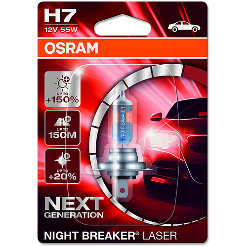 OSRAM 64210NL-01B лампа h7 12v 55w nigtt braker laser +150% px26d, блистер 1 шт.