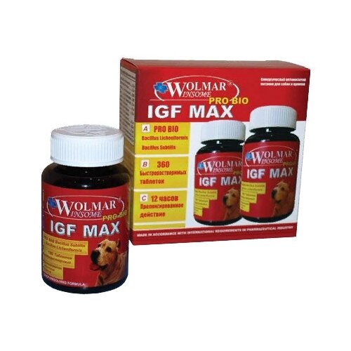 витамины для щенков и собак wolmar bio pro hair для кожи и шерсти 180таб Кормовая добавка Wolmar Winsome Pro Bio Igf Max , 360 таб.