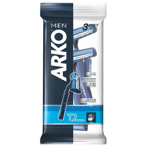 ARKO Black Бритвенный станок REGULAR 2 лезвия (3 шт.), 3 уп arko black бритвенный станок regular 2 лезвия 3 шт 6 уп