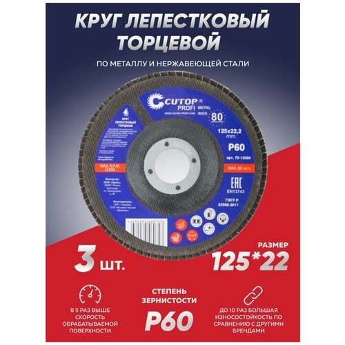 Круг шлифовальный лепестковый Катоп, торцевой 125х60х3