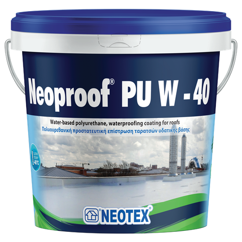 Гидроизоляционная УФ стойкая полиуретановая мастика Neoproof PU W-40 13кг Белая, для крыш и других поверхностей