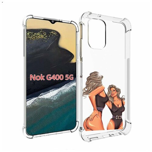 Чехол MyPads девушка-в-купальнике-черном женский для Nokia G400 5G задняя-панель-накладка-бампер