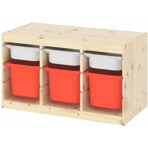 Стеллаж труфаст 93х44х52 см с белыми (3 шт) и оранжевыми (З шт) контейнерами