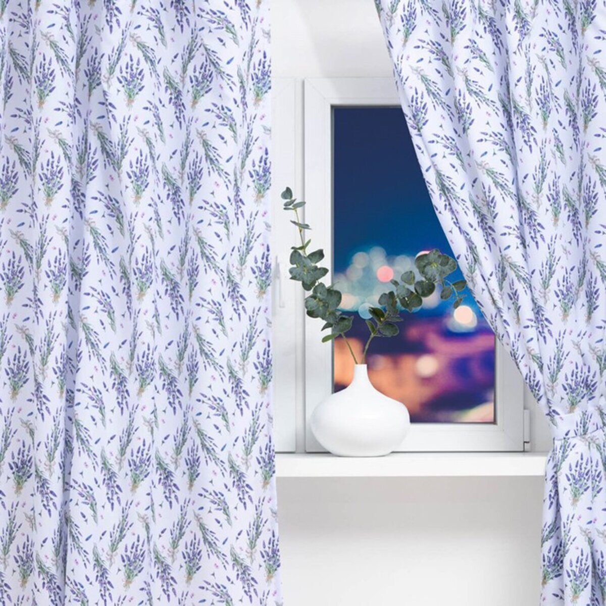 Комплект штор д/кухни с подхватами "Lavender" 145х180см-2 шт., 100% п/э 7183001 - фотография № 2