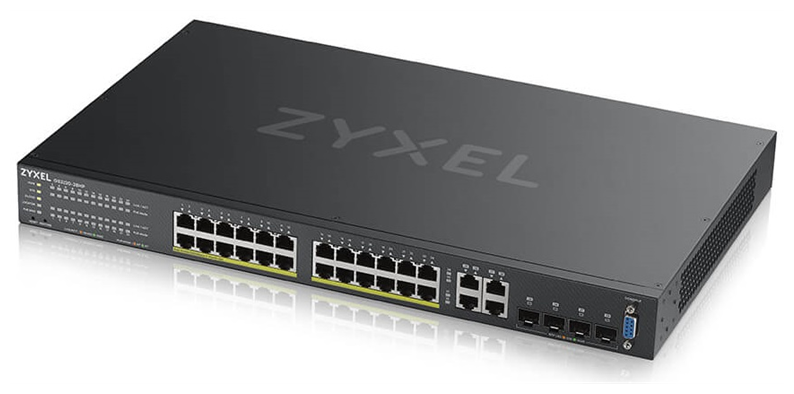 L2 коммутатор PoE+ Zyxel NebulaFlex Pro GS2220-28HP, rack 19", 24xGE PoE+, 4xCombo (SFP/RJ-45), бюджет 375 Вт