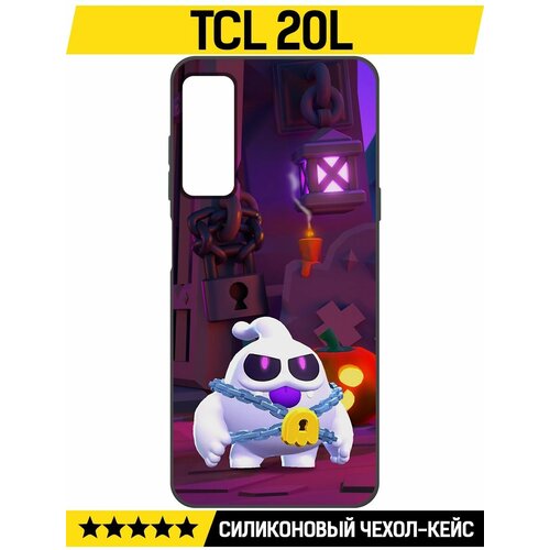 Чехол-накладка Krutoff Soft Case Brawl Stars - Призрак Скуик для TCL 20L черный чехол накладка krutoff soft case brawl stars призрак скуик для honor x9 черный