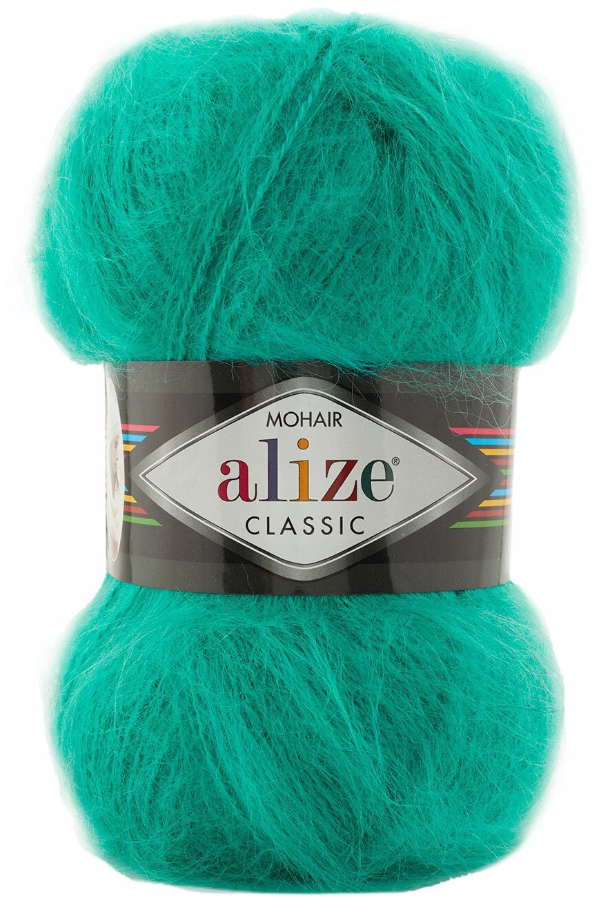 Пряжа для вязания Alize Mohair Classic New (477) бирюзовый, 100 г, 200 м, 5 штук
