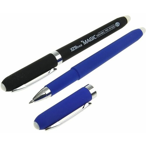 Ручка шариковая со стираемыми чернилами, линия 0,8 мм, стержень синий, корпус прорезиненный микс (штрихкод на штуке) 12 шт