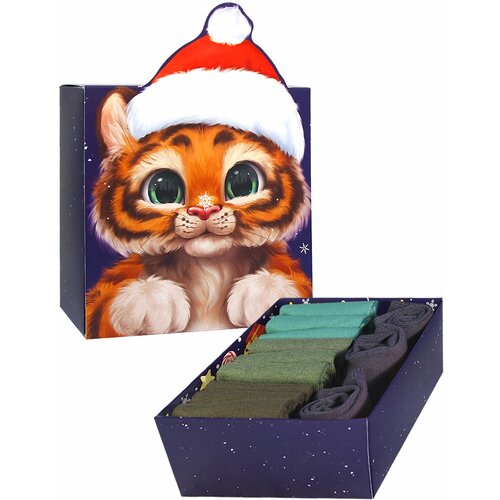 фото Носки status, 12 пар, размер 23-25, серый, зеленый