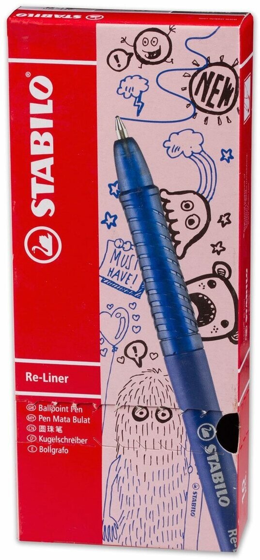 Ручка шариковая STABILO , 1 стержень, 0.38мм, синий, коробка 10 шт./кор. - фото №3