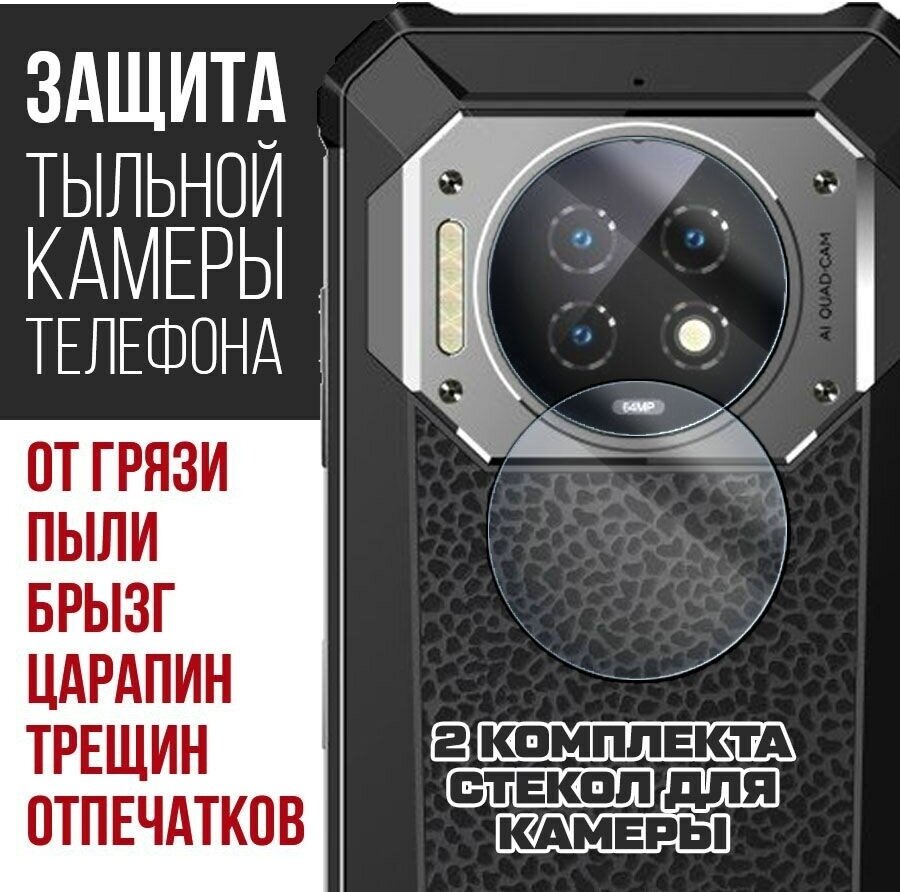 Стекло защитное гибридное Krutoff для камеры Oukitel WP19 (2 шт.)