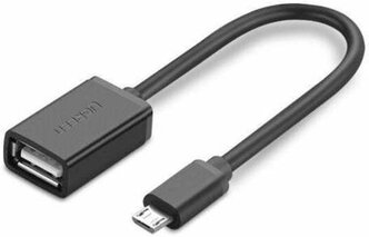 Кабель UGREEN US133 (10396) Micro USB Male to USB-A Female Cable With OTG Nickel Plating. Длина: 10 см. Цвет: черный