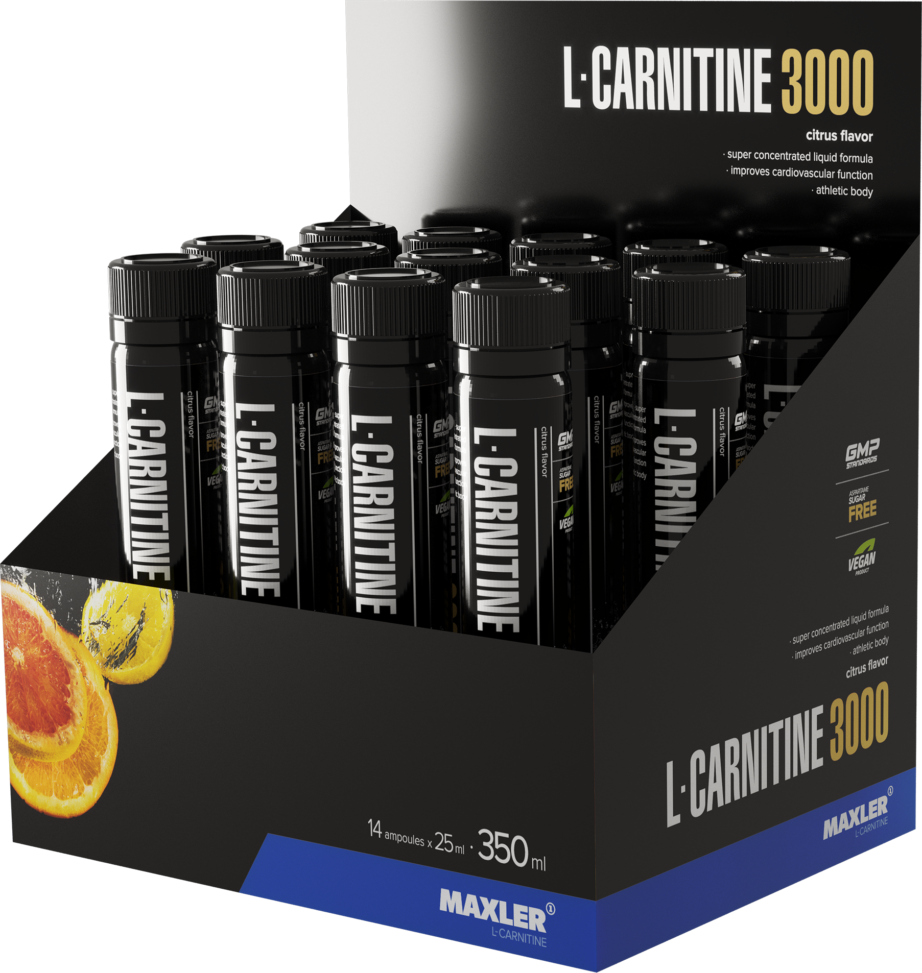 MAXLER EU L-Carnitine 3000 14x25ml (Citrus)