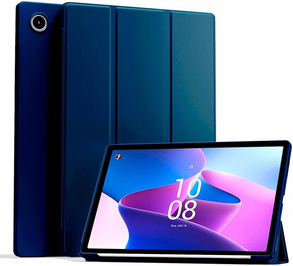 Чехол для планшета Lenovo Tab M10 Plus (3rd Gen) 10.6 дюйма (TB125/TB128), из мягкого силикона, трансформируется в подставку (темно-синий)