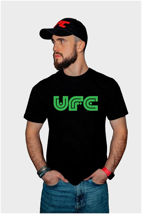 Футболка UFC, размер XL, зеленый, черный