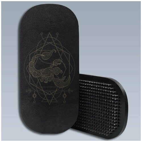 фото Доска садху со статичными гвоздями для йоги овал знаки зодиака скорпион - 1473 woodart