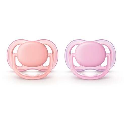 фото Пустышка силиконовая анатомическая Philips AVENT Ultra Air SCF245/20 0-6 м (2 шт) розовый