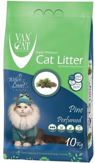 Комкующийся наполнитель Vancat VAN CAT Pine для кошачьих туалетов без пыли с ароматом соснового леса 10 кг