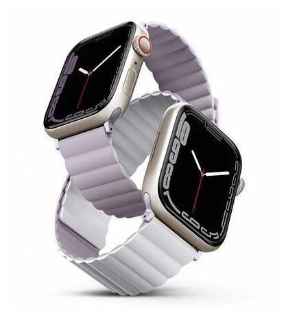 Ремешок Uniq для Apple Watch 45/44/42 mm ремешок Revix reversible Magnetic лиловый-белый