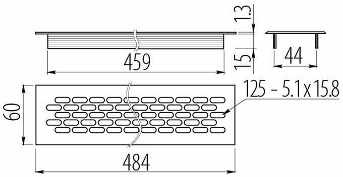 Решетка вентиляционная 480 х 60 мм (алюминий) черная - фотография № 3