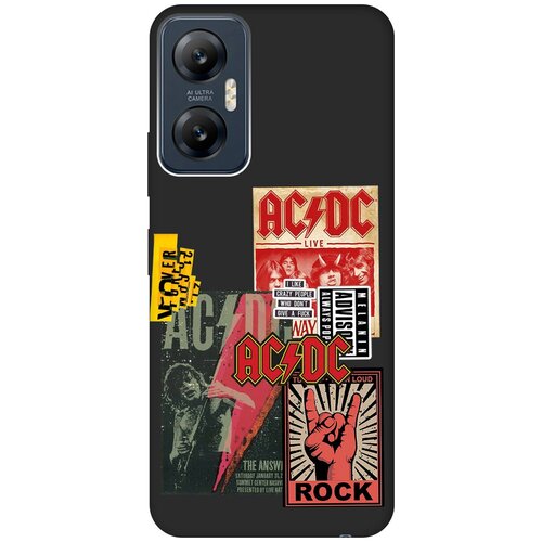 Матовый чехол AC/DC Stickers для Infinix Hot 20 5G / Инфиникс Хот 20 5Г с 3D эффектом черный матовый чехол avo cardio для infinix hot 20 5g инфиникс хот 20 5г с 3d эффектом черный