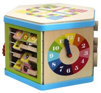 Развивающая игрушка База игрушек Куб-лабиринт 7 в 1 бежевый/голубой