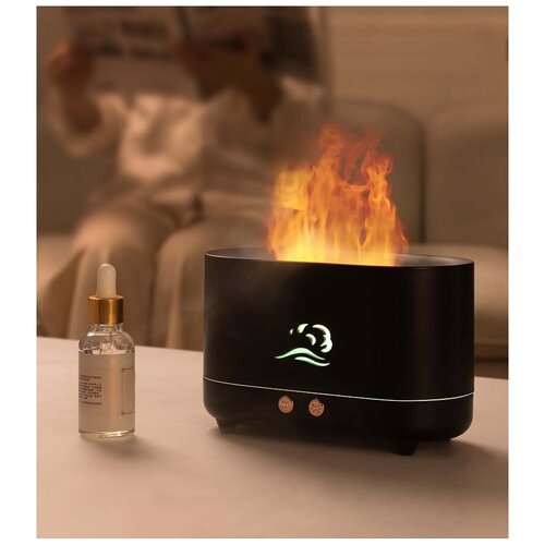 Увлажнитель воздуха черный с эффектом огня аромадиффузор арома ночник имитация пламени 134300₽