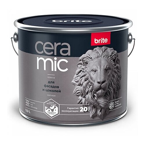BRITE CERAMIC краска для фасадов и цоколей, матовая, база A (0,9л)