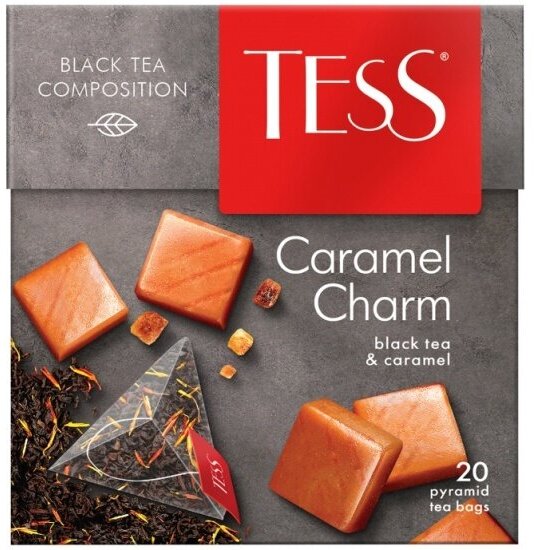 Чай Tess CARAMEL CHARM черный ароматизированный 20 шт, пирамидки