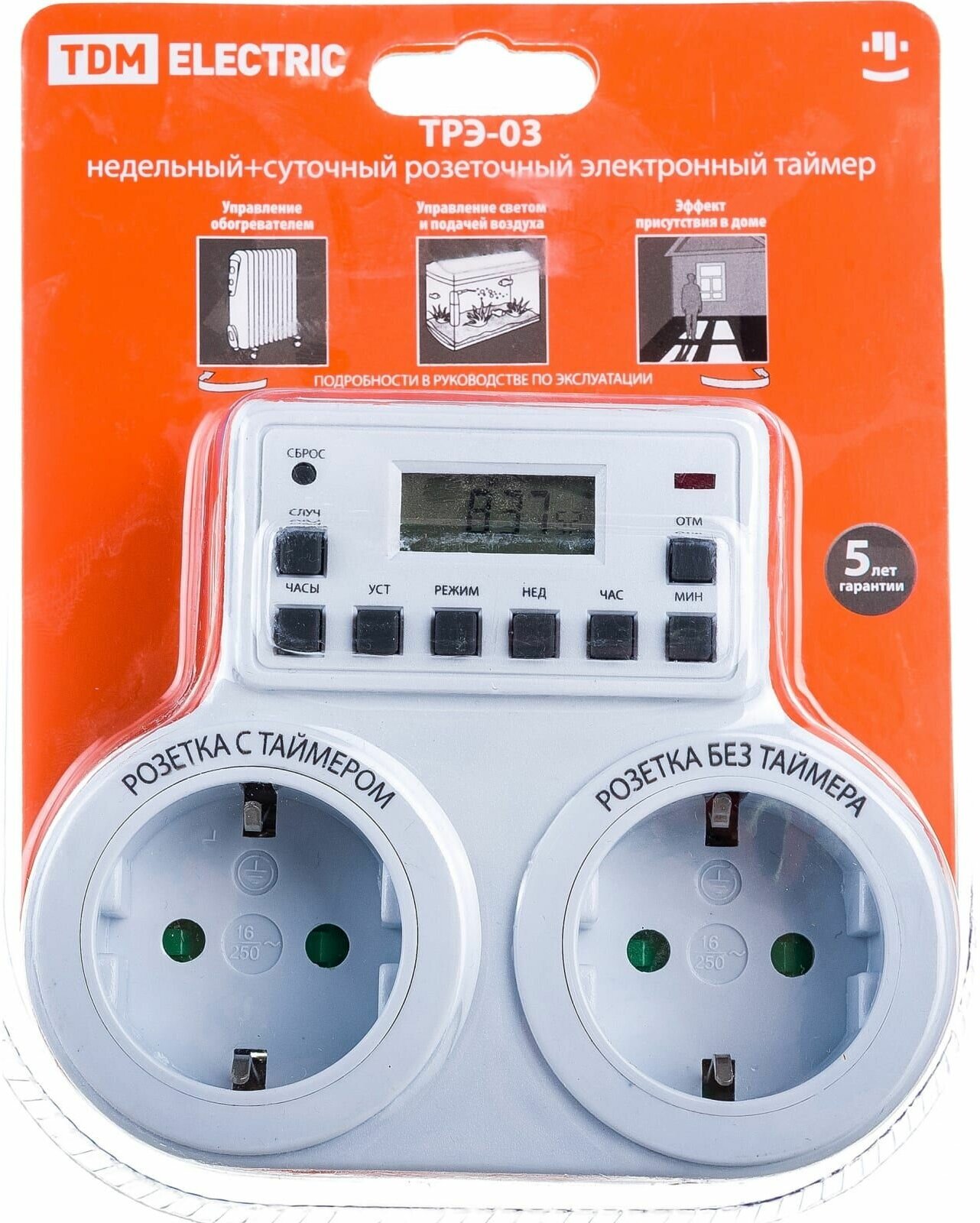 Розетка-таймер TDM ELECTRIC SQ1506-0006 ТРЭ-03