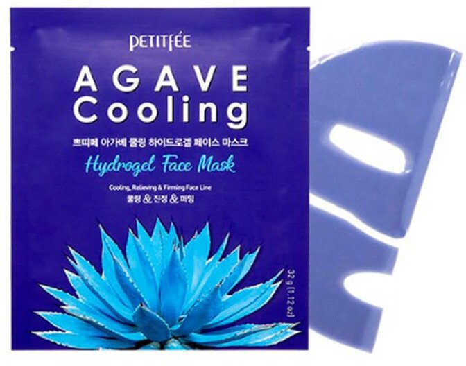 Охлаждающая гидрогелевая маска с экстрактом агавы Petitfee Agave Cooling Hydrogel Face Mask - фото №8