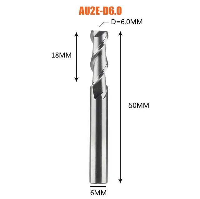 Dreanique двухзаходная фреза по алюминию для чпу (6х18х50х6 Z2) AU2E-D6.0 39776