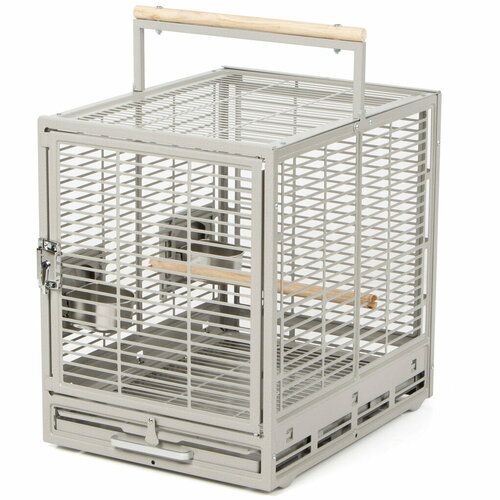 Клетка для птиц транспортировочная SkyRus "Evo Cage Travel Platinum", светло-серая 47х38х46см