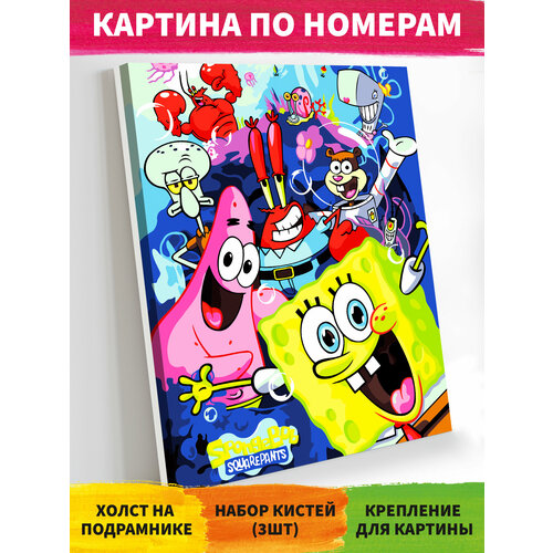 фото Картина по номерам на холсте 40х50 см "губка боб" холст на подрамнике happy art